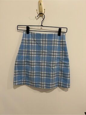 Brandy Melville Light Blue Plaid Mini Skirt